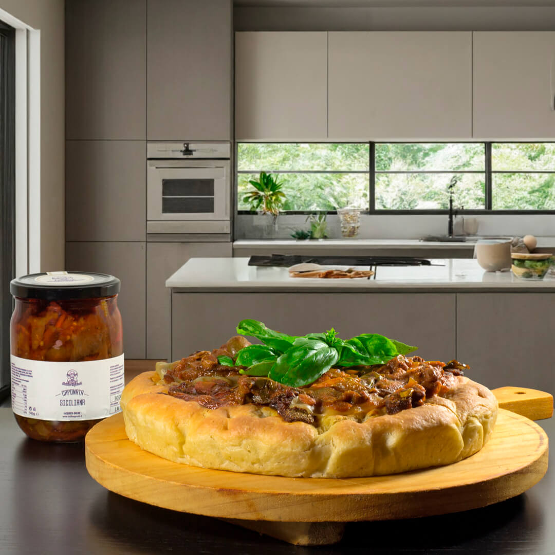 15-focaccia-con-caponata Focaccia Alta e Soffice con Caponata Siciliana e Provola Affumicata