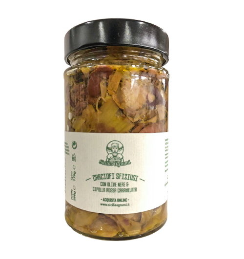 Artichauts siciliens aux olives Nocellara Etnea et oignons caramélisés