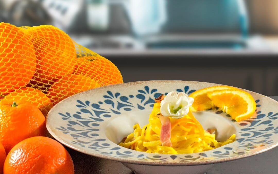 Tagliatelles Maison à la Carbonara d’Orange avec Oranges Navel