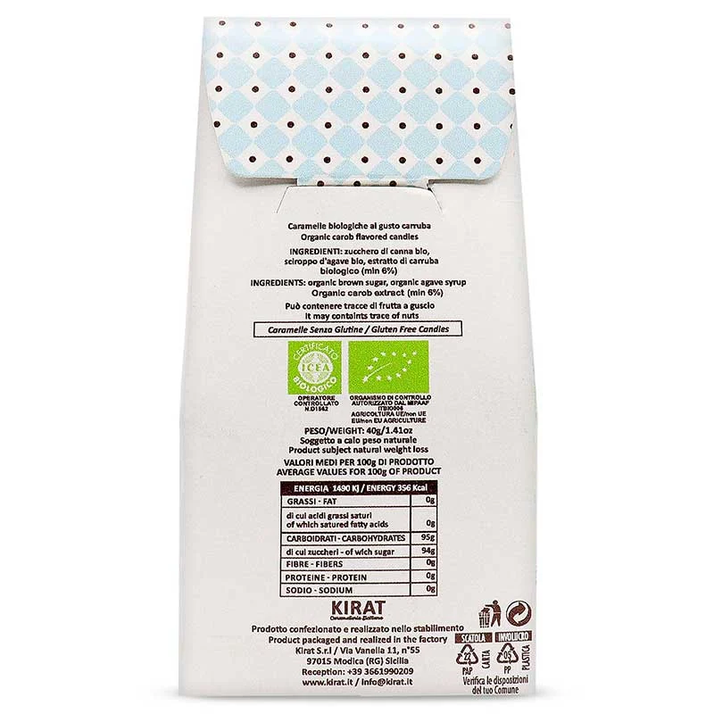 Caramelle Biologiche Vegane Carruba – 40 g
